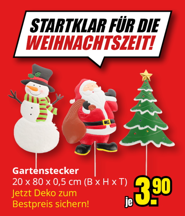 Startklar für die Weihnachtszeit Banner. Gartenstecker je 3,90€