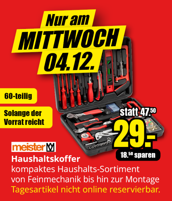 Nur am Mittwoch 04.12. Haushaltskoffer