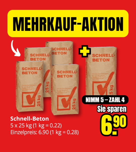 Mehrkaufaktion für Schnell-Beton